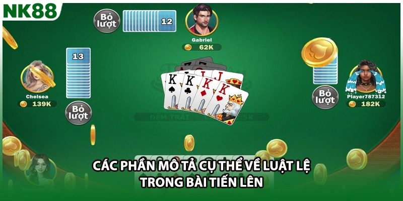 Các phần mô tả cụ thể về luật lệ trong bài tiến lên